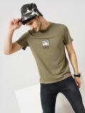 Celio Printed Men Round Neck Beige T-Shirt