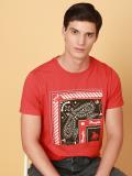 Wrangler Printed, Typography Men Round Neck Red T-Shirt