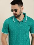 Moda Rapido Checkered Men Polo Neck Green T-Shirt