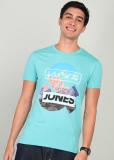 JACK & JONES Printed Men Round Neck Blue T-Shirt