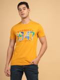 Wrangler Printed, Typography Men Round Neck Yellow T-Shirt