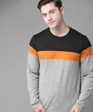 Roadster Colorblock Men Round Neck Grey T-Shirt