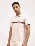 LEE Striped Men Polo Neck Pink T-Shirt