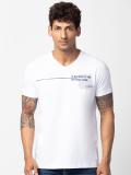 Spykar Printed Men V Neck White T-Shirt