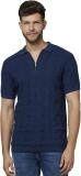 Celio Solid Men Polo Neck Blue T-Shirt