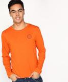 FLYING MACHINE Solid Men Round Neck Orange T-Shirt