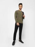 JACK & JONES Solid Men Henley Neck Green T-Shirt