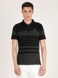 Wrangler Striped Men Polo Neck Black T-Shirt