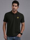 WROGN Printed Men Polo Neck Black T-Shirt