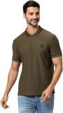 KILLER Solid Men Polo Neck Dark Green T-Shirt