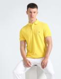 TOMMY HILFIGER Solid Men Polo Neck Yellow T-Shirt