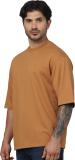 Celio Solid Men Round Neck Brown T-Shirt