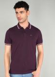 Arrow Sport Solid Men Polo Neck Purple T-Shirt