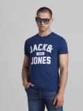 JACK & JONES Typography Men Round Neck Blue T-Shirt