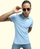 JACK & JONES Solid Men Polo Neck Blue T-Shirt