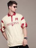 Moda Rapido Printed, Typography Men Polo Neck Beige, Red T-Shirt