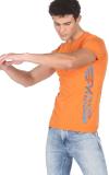 FLYING MACHINE Printed Men Crew Neck Orange T-Shirt