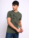 LEE Printed Men Round Neck Green T-Shirt