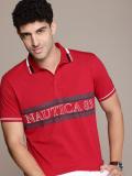 NAUTICA Printed Men Polo Neck Red T-Shirt