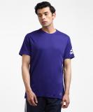 ADIDAS Solid Men Round Neck Blue T-Shirt