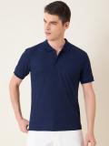 Mast & Harbour Solid Men Polo Neck Blue T-Shirt