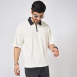 PEOPLE Solid Men Polo Neck White T-Shirt