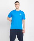 ADIDAS Printed Men Round Neck Blue T-Shirt