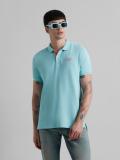 JACK & JONES Solid Men Polo Neck Blue T-Shirt