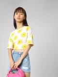 ONLY Printed Women Round Neck Yellow T-Shirt