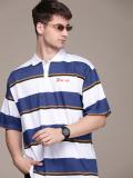 Moda Rapido Striped Men Polo Neck White T-Shirt