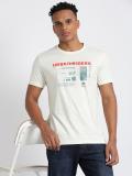 LEE Printed, Typography Men Round Neck White T-Shirt