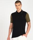 KILLER Colorblock Men Polo Neck Black T-Shirt