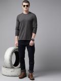 Roadster Solid Men Round Neck Grey T-Shirt