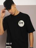 Kook N Keech Printed Men Round Neck Black T-Shirt