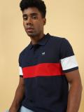 Wrangler Colorblock Men Polo Neck Blue T-Shirt