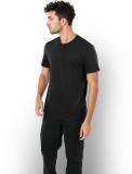 Celio Solid Men Henley Neck Black T-Shirt