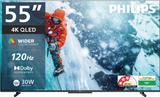 PHILIPS 138 cm (55 inch) QLED Ultra HD (4K) Smart Google TV 2025 Edition with Dolby Vision |30W Dolby Atmos | 120Hz Refresh Rate | HDR 10+ |Wider Colour Gamut | Ultra Narrow Bezel | 32 GB Storage 55PQT8100/94