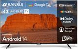 Sansui sansui 109 cm (43 inch) Ultra HD (4K) LED Smart Google TV with 5.0 Android 14 Bezel Less Design, HSR 120Hz, HDR10 & HLG LED JSW43UG23(2025)