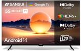 Sansui 140 cm (55 inch) QLED Ultra HD (4K) Smart Google TV with Bezel Less Design|1.07B enrich True Colors|MEMC|HSR120Hz|HDR10|HLG|Dolby Vision| Dolby Atmos JSW55UG23Q