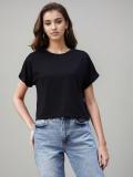 RIGO Casual Solid Women Black Top