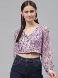 PLUSS Casual Embellished Women Pink Top