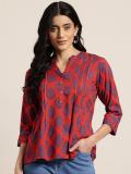 HERE&NOW Casual Floral Print Women Red Top