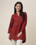 Fabindia Casual Printed Women Maroon Top