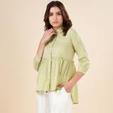 Akkriti by Pantaloons Casual Solid Women Light Green Top