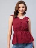 Marie Claire Casual Self Design Women Red Top