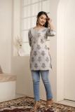 Nayo Casual Printed Women Grey Top