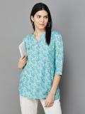 Melange by Lifestyle Casual Printed Women Light Blue, Blue, White Top