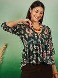 Sangria Casual Printed Women Green Top