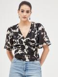 HARPA Casual Printed Women White, Black Top