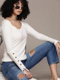 Roadster Casual Solid Women White Top